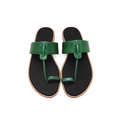 SALE 50%Women Sandals Flat SC-47A Green Snake Skin